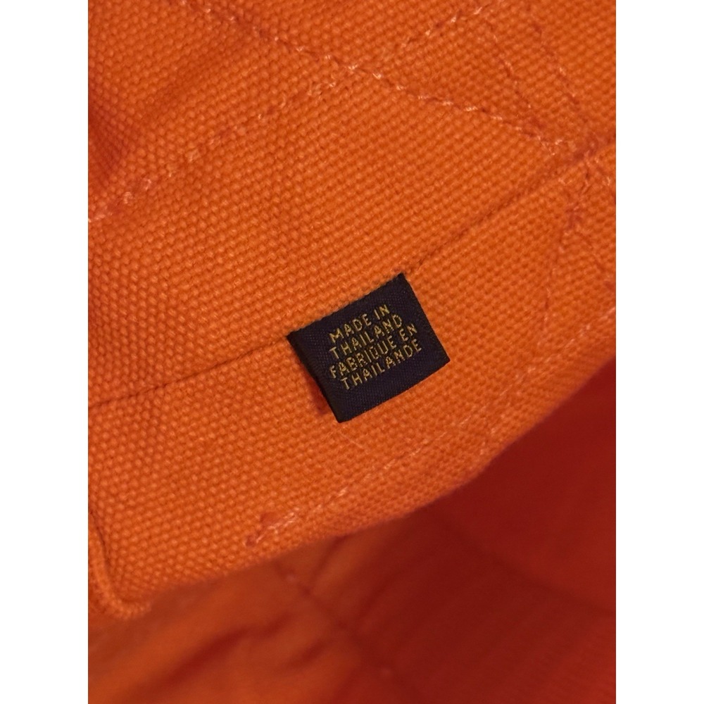 Polo Ralph Lauren Big Pony Canvas Tote Bag Orange Patch Zipper Embroidered Logo - Picture 7 of 8